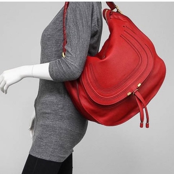 Authentic Chloe Marcie Large Hobo Satchel in Poppy - Picture 2 of 16